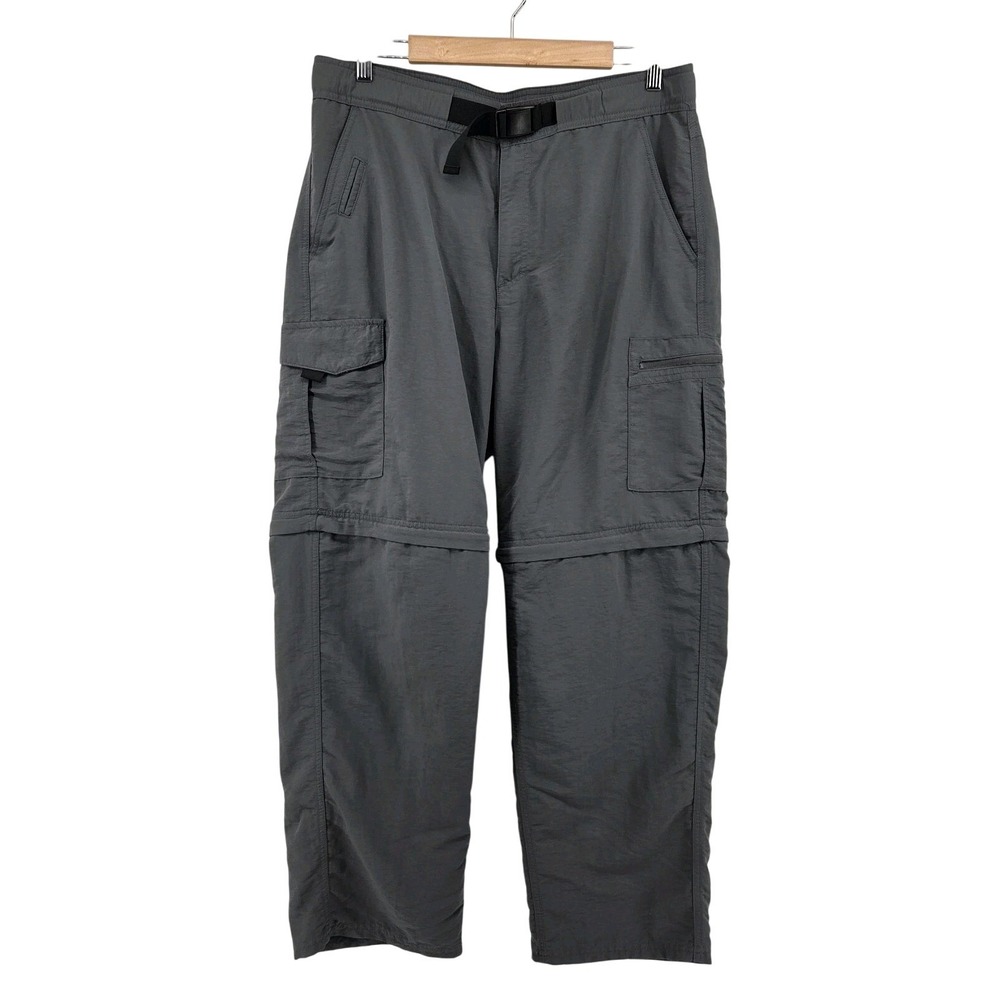 Nordic Track Cargo Pants Men's Convertible Belted‎ Pockets 34x30 Grey